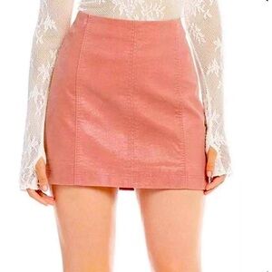 Free People leather pink mini skirt
